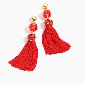 J. Crew Crystal-studded bead & tassel earrings